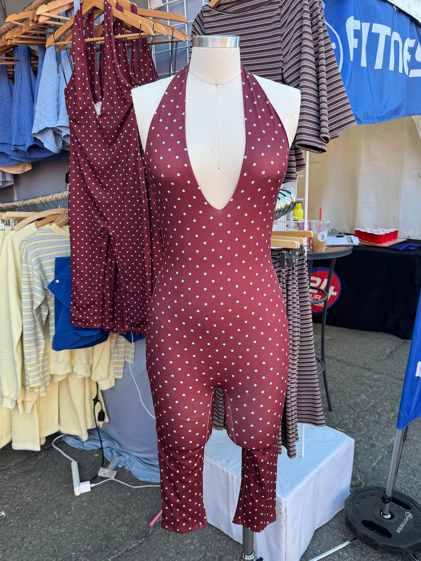 CHERRY BLUES CAPRI JUMPSUIT